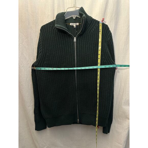 Alex Mill Wright Cardigan Chunky Cotton Dark Spruce Green Full Dbl Zip Small NWT - Picture 9 of 9